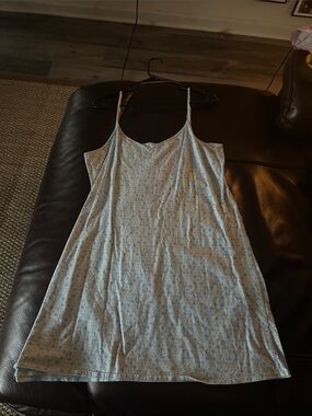 Women's Light Blue Floral Slip Dress - Sleeveless Nightwear